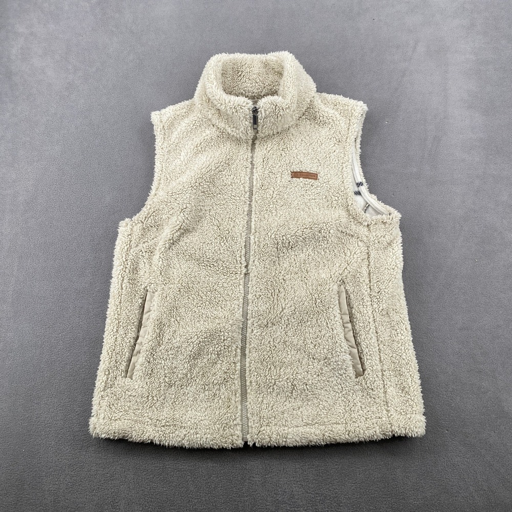 Sage Collective Womens Sherpa Fleece Vest Cream Full Zip Plaid Lined Small